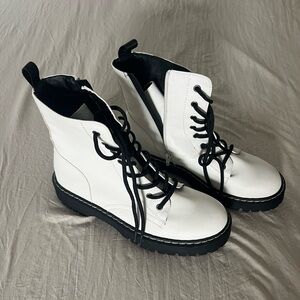 Women's White Combat Boots